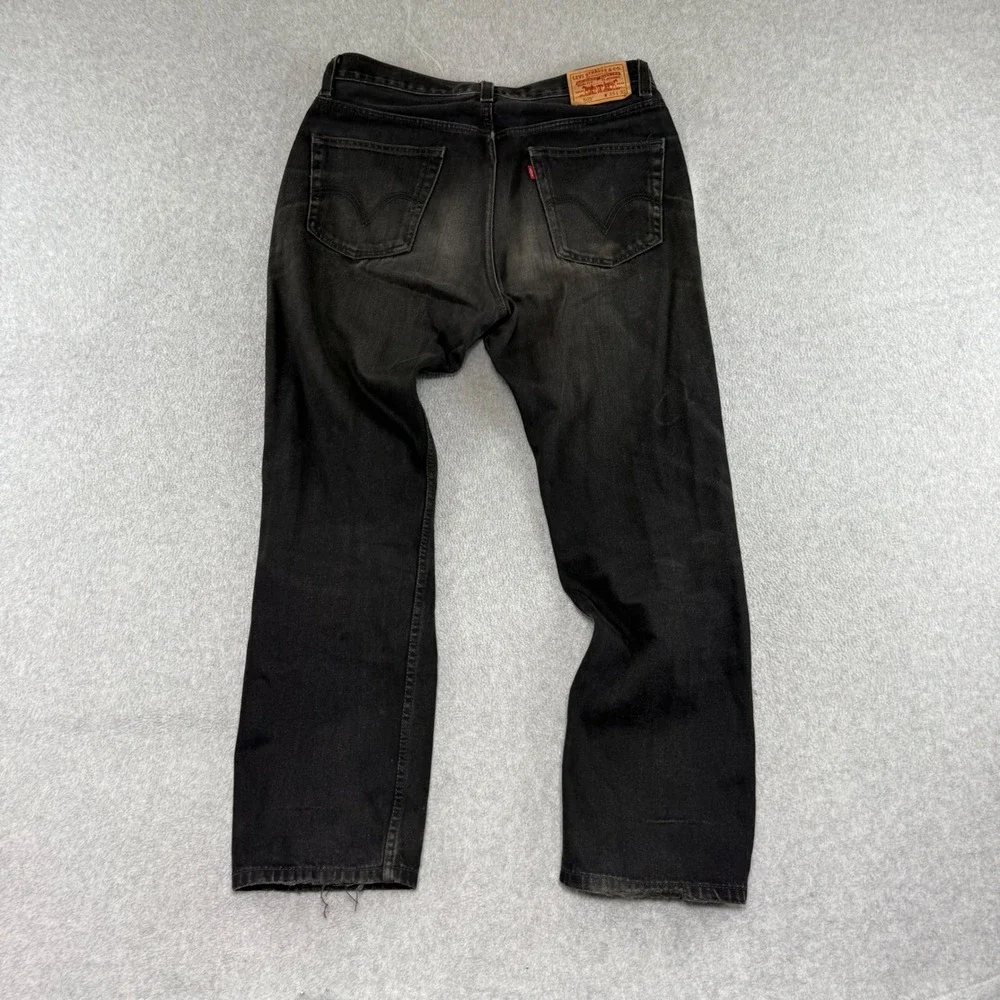 Vintage y2k Levi's 505 Regular Fit Jeans Mens 35x32 Black Faded Straight Denim